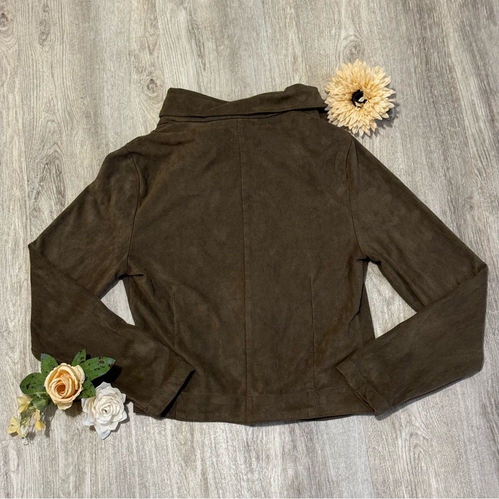 NEW Romeo + Juliet Couture ~ Brown Women's Suede Open Front Jacket ~ Size Small - Picture 6 of 8